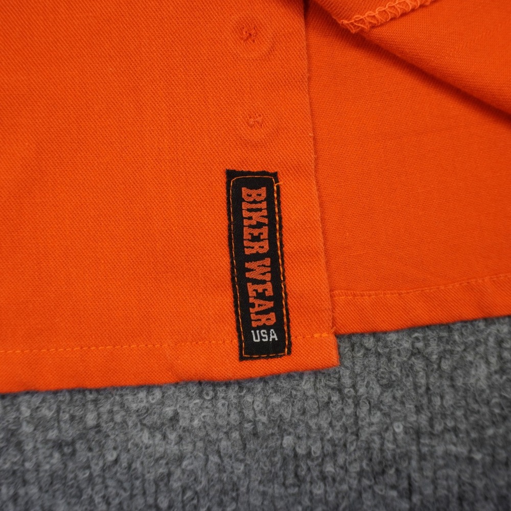 Iron Horse Saloon Biker Wear Shirt Men Large Orange Short Sleeve Button Mechanic - Picture 5 of 9